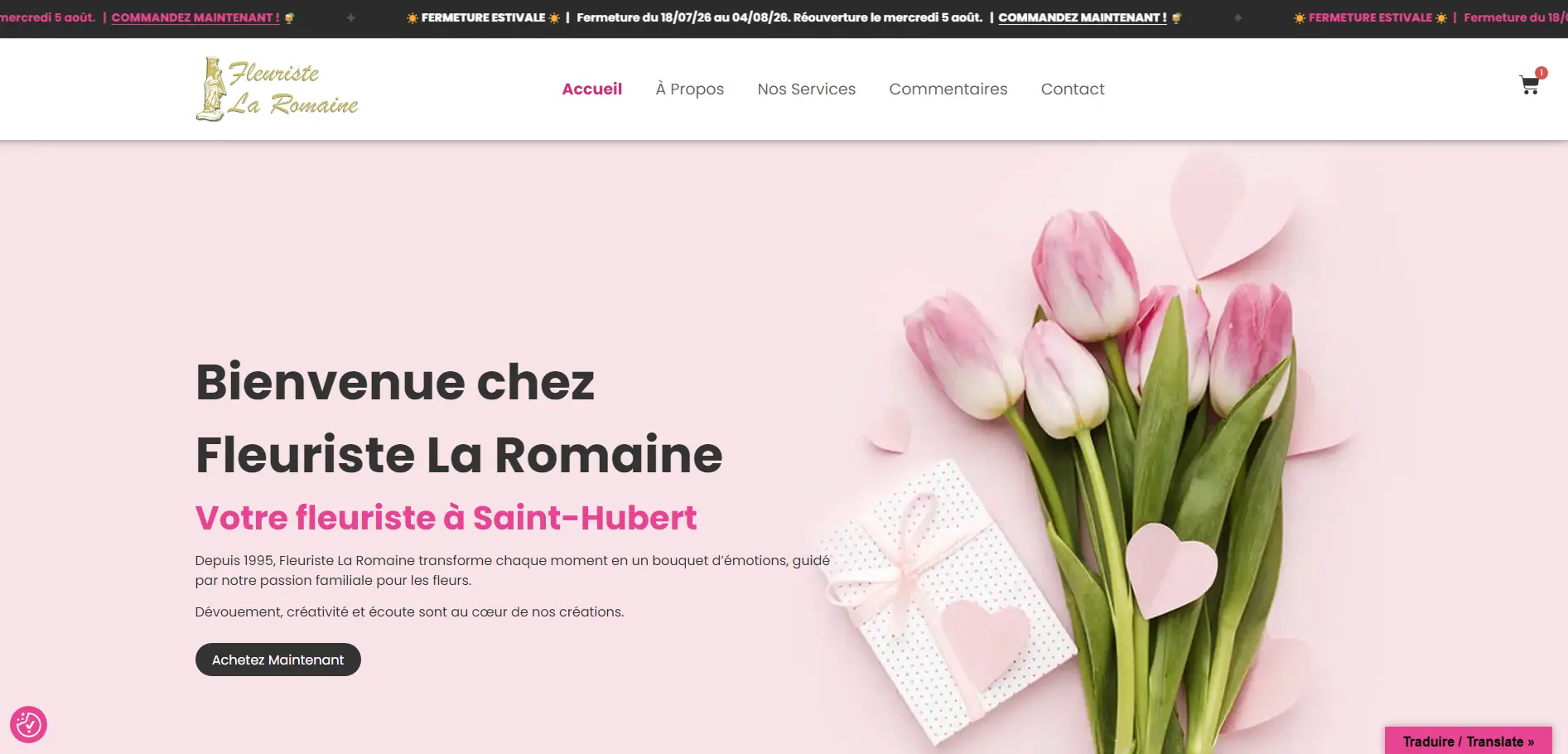 Nouveau site Fleuriste La Romaine — après refonte DigitalAB